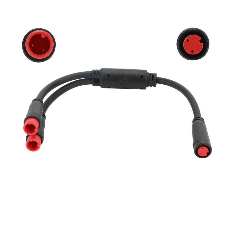 EBIKE Cable 2 Pin, 1T2 Y-Splitter Extension Wire for Electric Bike, Julet Type, Suitable for Brake Cut-Off Switch, Headlight, Throttle, Pedal Assist Sensors, 7.9", Waterproof Design